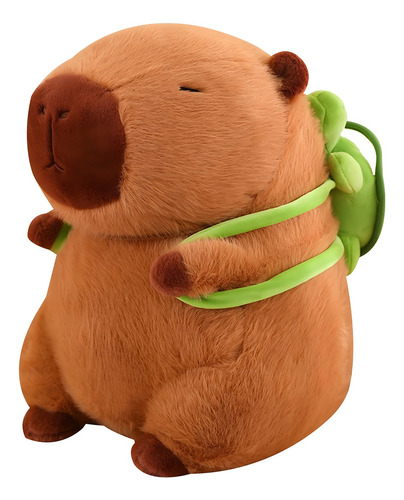 Peluche Capibara Juguetes De Bebe Con Mochila Tortugas 35cm Color Marrón Claro