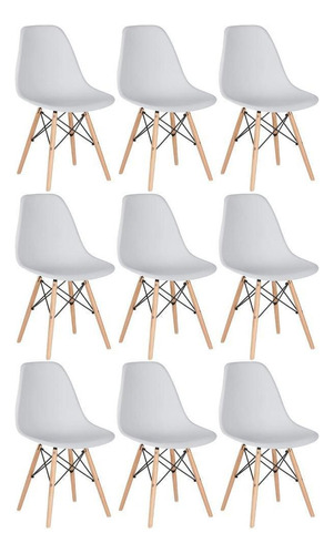 9 Cadeiras Eames Wood Dsw Eiffel Casa Jantar Colorida Cores Cor da estrutura da cadeira Cinza-claro