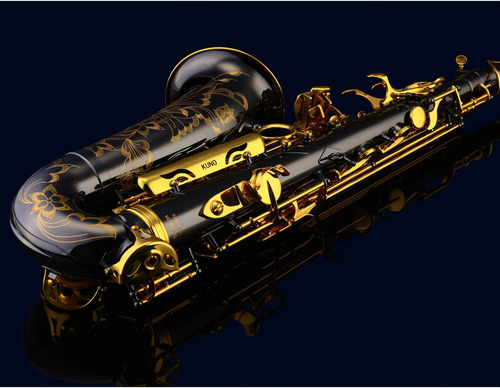 Saxo Alto Kuno Kas-901b Negro Con Llaves Doradas Profesional