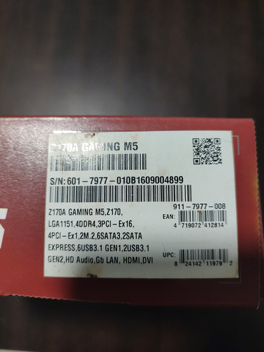 Msi Z170i Gaming Pro Ac Mini Itx Negro/rojo Negro (Usado)