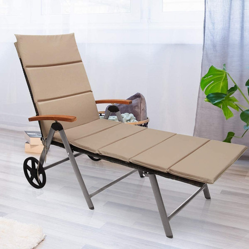 Tangkula Tumbona Reclinable De Mimbre Con Respaldo Plegable