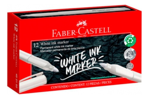 Marcador Permanente Blanco Faber Castell Pack X 12.