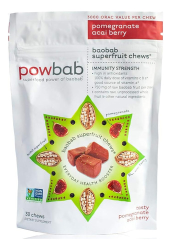 Powbab Baobab Superfruit Chews - 750mg Raw Baobab Powder Org