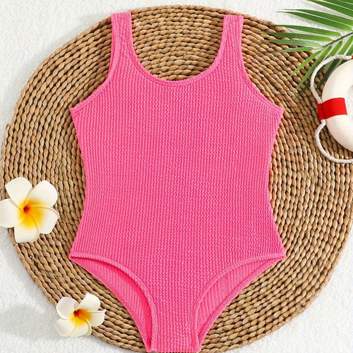 Traje De Baño De Una Pieza For Niñas Con Cuello En U For