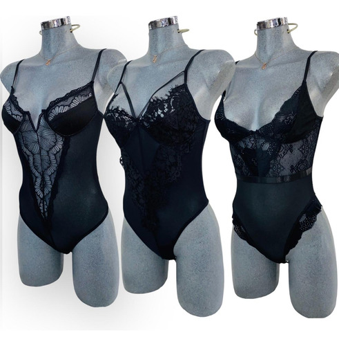 Lote 6 Piezas Body Dama Pantiblusa Encaje Y Mesh Unitalla