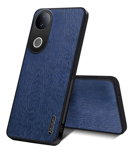 Capa De Couro Com Textura De Árvore Para Vivo V50 5g