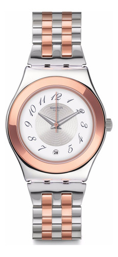 Reloj Swatch Mujer Irony Midimix Yls454g Acero Sumergible Color de la malla Plateado/Rose Color del bisel Rosê Color del fondo Blanco/Plateado