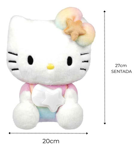 Bicho De Pelúcia Hello Kitty Com Sons E Luzes Coloridas Branco
