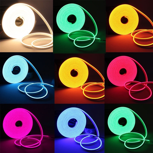 Imagen 1 de 5 de Tira Luz Led Neon 5 Metros Flexible Con Transformador 12v