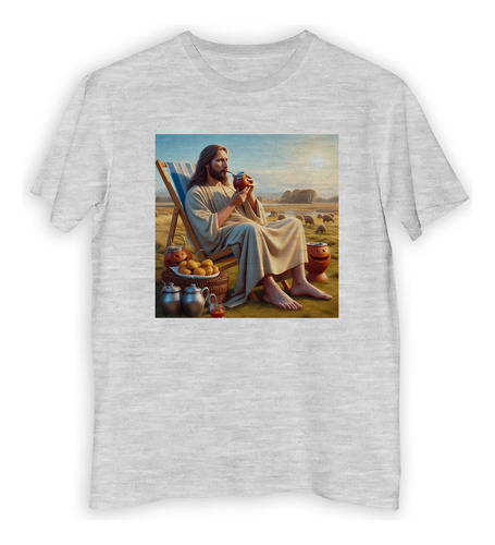 Remera Hombre Jesus Mate Merienda En Las Sierras Santo