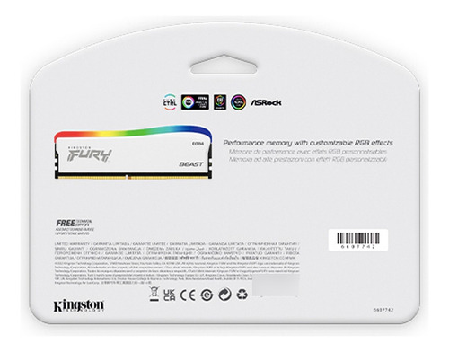 Memoria Ram Kingston Fury Beast Rgb Ddr4 3600mhz 8gb Blanco