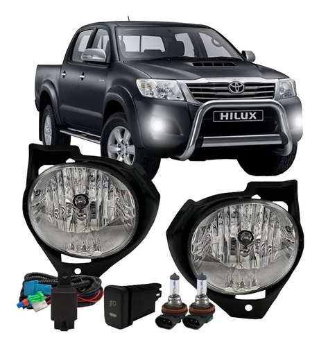 Imagem 2 de 5 de Kit Farol Milha Hilux Botão Modelo Original 2012 2013 2014