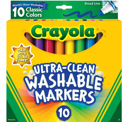 Marcadores Crayola Lavables Punta Gruesa Caja De 10 Unidades