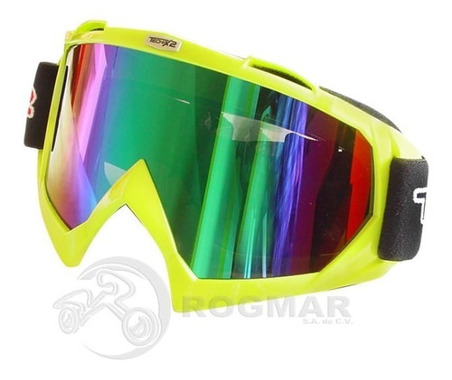 Goggles Tech-x2 Amarillo Flu Con Mica Tornasol Rider One