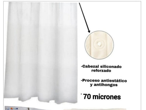 Protector Para Cortina De Baño 70 Micrones Pvc. Eliplast Color Blanco Liso