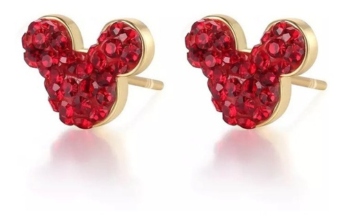 Aros Mickey Mouse Con Circonio Y Baño De Oro