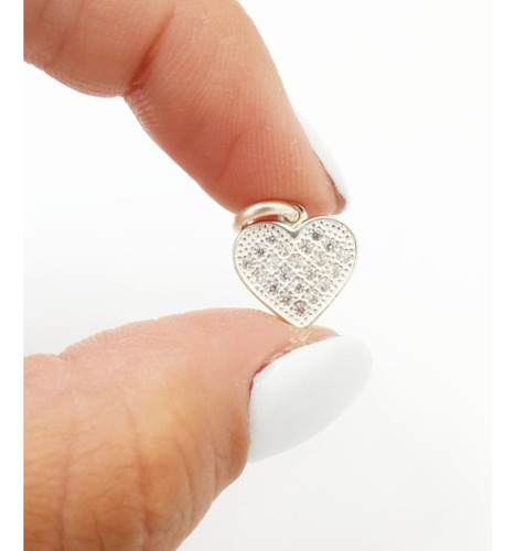 Dije Corazon Plata 925 Con Micropave 