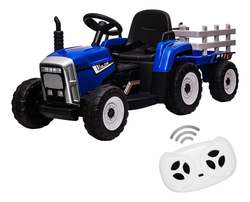 Tractor De Paseo Para Ninos De 12 V Con Remolque Y Control R