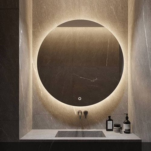 Espejo Touch Luz Led 80 Cm Diam Redondo Baño Accesorios Marco No Tiene