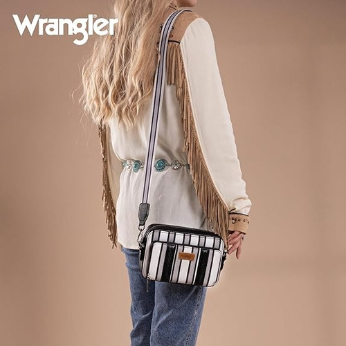 Cartera Deportiva Wrangler Cowgirl B Importada Original Negro Rayas