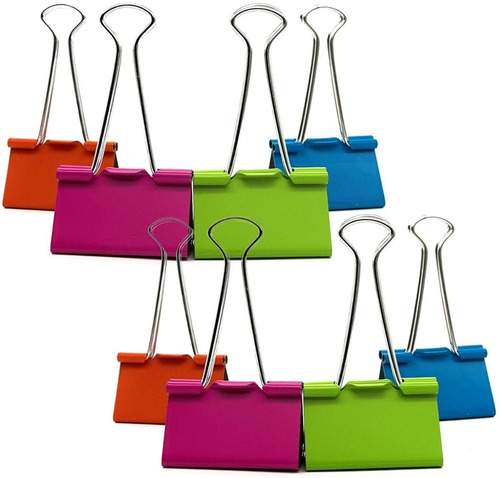 Pack De 8 Clip Binder Metalico Colores 