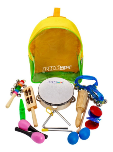 Kit Percussao Infantil Completo 10 Instrumentos C/ Mochila