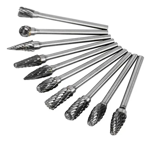 Juego De 10 Fresas De Carburo De Tungsteno Para Metal Y Madera, Vástago De 6.35mm Para Desbastar Y Pulir