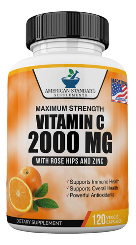 Vitamina C 2000 Mg Con Zinc 40 Mg Por Porcin Y Extracto De E