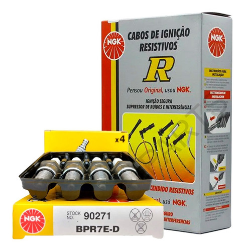 Kit Cabos + Velas Ngk Chevrolet Agile 1.4 8v 2010 2011 Flex