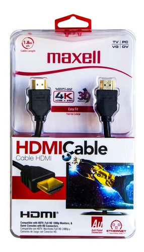 Cable Hdmi 1.8mts Maxell Ultra Hd 4k - Mosca