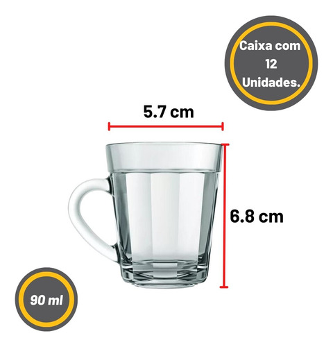 Xícara Café Americana Sem Píres 90ml - Kit 24 Unidades Cor Transparente
