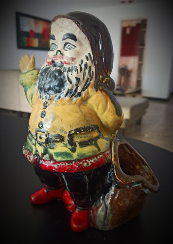 Antigua Escultura De Santa Claus En Ceramica Italiana, Ofert