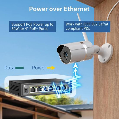 Conmutador Poe Ethernet De 6 Puertos Dbit Con 4 Puertos Poe+