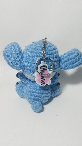 Amigurimi Stitch - Tejido A Crochet Llavero 10cm Azul