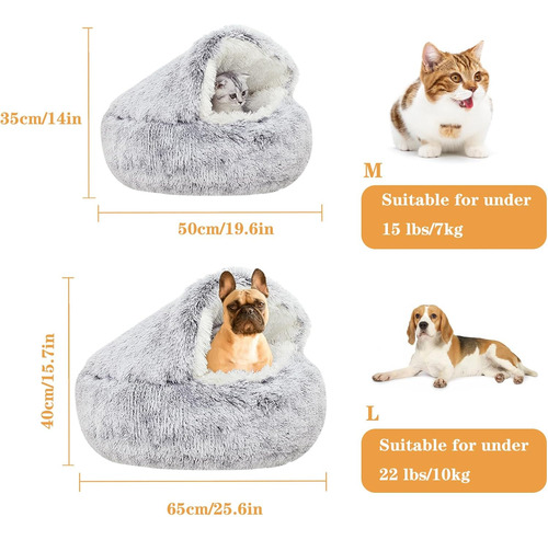 Cama Para Gato, Suave Y Calentadora, Redonda, Cueva, Plush