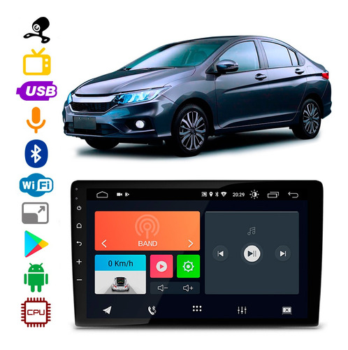 Mp5 Honda City 2015 A 2021 9 Pol Bt Usb Android App + Câmera