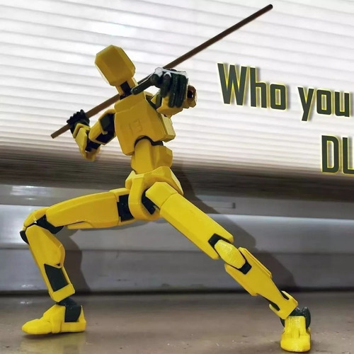 Figura Lucky Dummy T13, Robô Multiarticulado, Impresso Em 3d Cor Amarelo