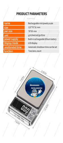 Bascula Recargable Usb Portatil Digital Gramera De Precision
