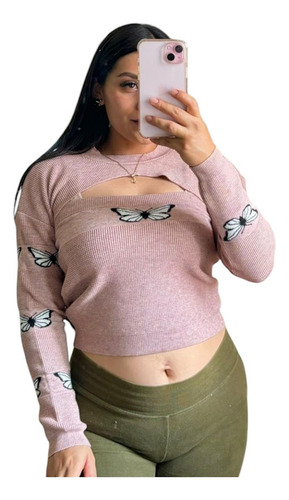 Sueter Crop Top Tejido Para Uso Casual (Usado)