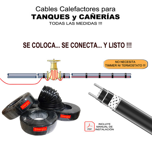 Cable Calefactor 25 Wtts Para Cañerías Y Tanques X 5 Metros