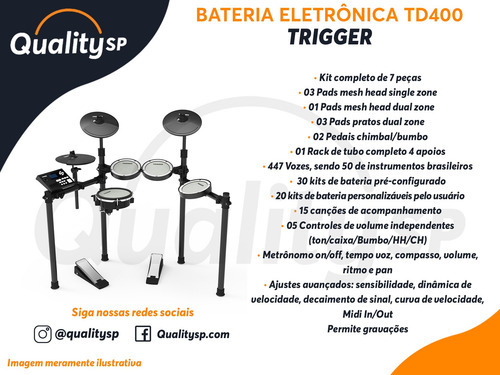 Bateria Eletrônica Trigger Td400 Profissional Dislplay Led