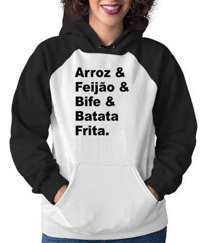 Moletom Feminino Arroz & Feijão & Bife & Batata Frita