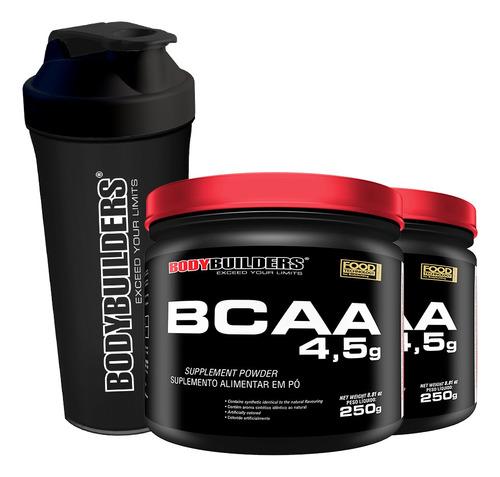 Kit 2x Bcaa 4.5g 250g + Coqueteleira - Bodybuilders