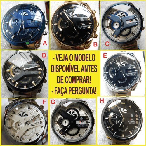 #relógio Tag Hauer Funcional Completo Cr7 Leia Descrição + 2 Prateado Prateado Branco (Usado)