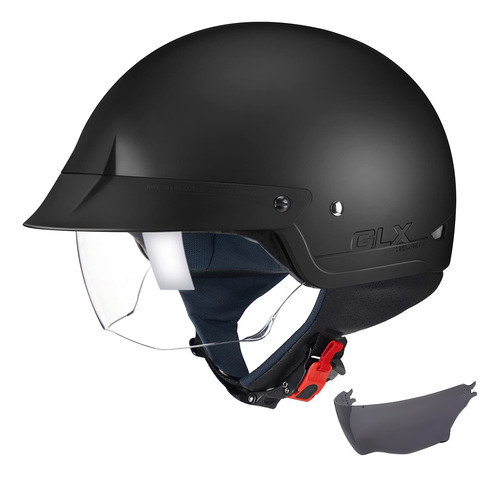 Glx - Medio Casco De Moto M14 Con Visera Retráctil Tintada.