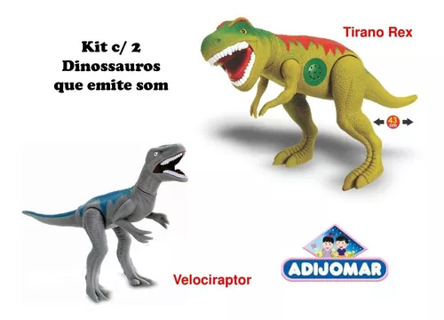 Kit 2 Dinossauros Tiranossauro Rex Velociraptor Brinquedo - Dupari