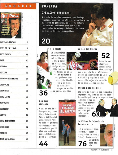 Revista Qué Pasa 1526 / 8 Julio 2000 / D D D D E Izurieta (Usado)
