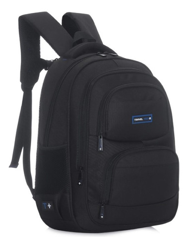 Mochila De Viaje Porta Notebook Travel Tech Con Organizador Color Negro 16745 Diseño De La Tela Lisa