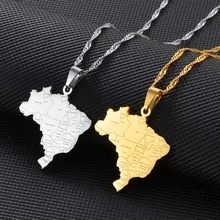 Anniyo-collares Con Colgante De Mapa De Brasil Con Nombre De