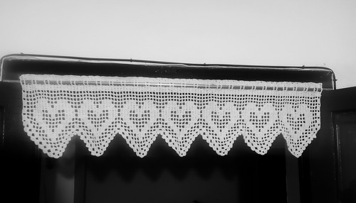 Cortina Bando Cenefa A Crochet Hilo/algodón 117cm X 30cm